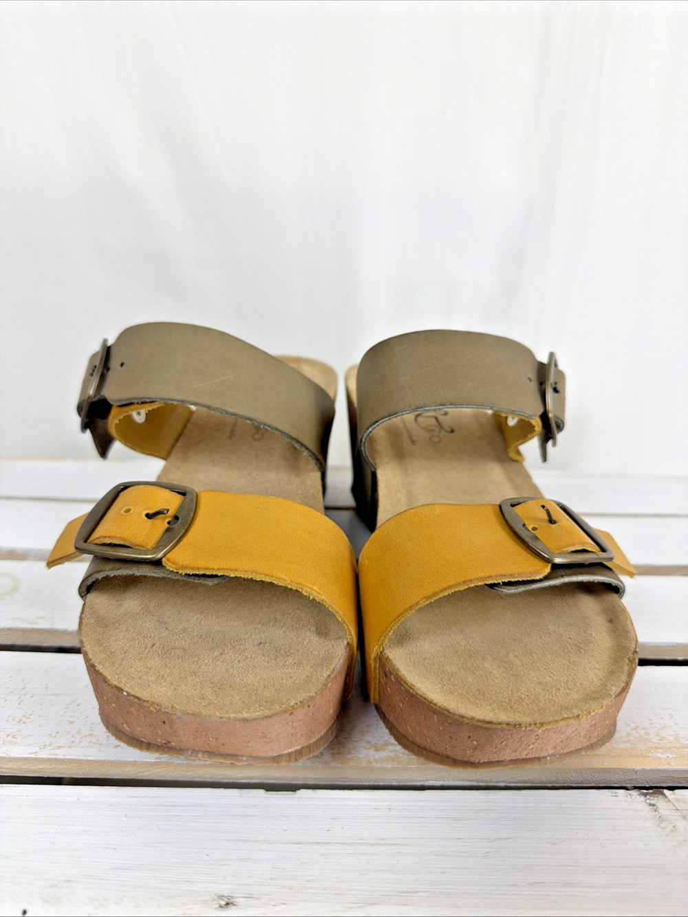NWT Bos Co Fango Double Buckle Strap Slip On Wedge Sandal #1061 Size EU 42